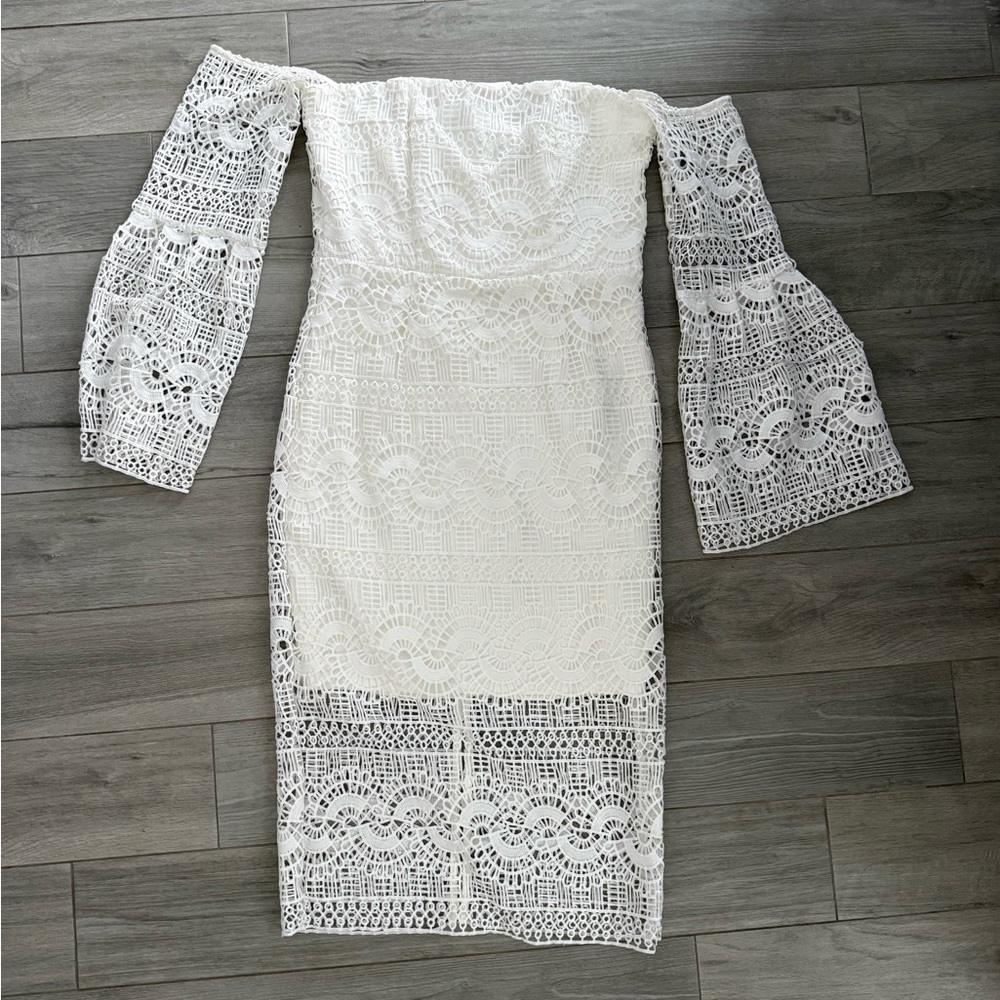 Bardot White Lace Off-Shoulder Dress